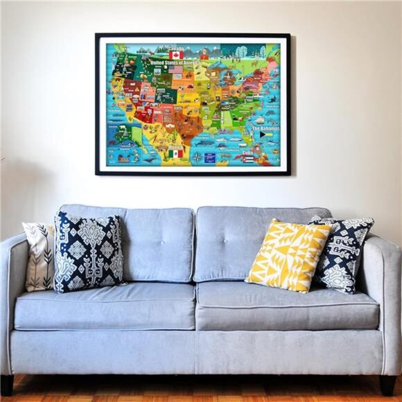 United States Map 250 Pieces Jigsaw Puzzle Fun Educational Toy for Kids, School - Picture 4 of 7